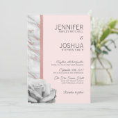 Invitation Floral rose rose rose or Mariage gris huile (Debout devant)