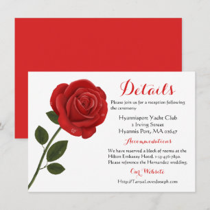 Invitation Floral Rose rouge - Fête de mariage
