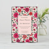 Invitation Floral rose rouge fleurs 21e anniversaire (Debout devant)