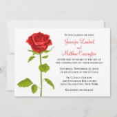 Invitation Floral Rose rouge Mariage Romantique Élégante Fleu (Devant)