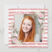 Invitation Floral rose rustique et graduation en bande (Dos)