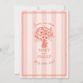 Invitation Floral Rose Stripe Botanique Enregistrer La Date (Devant)