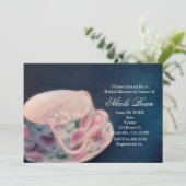Invitation Floral Rose Tea Cup & Pearl Fête des mariées (Debout devant)
