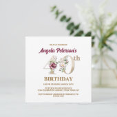 Invitation Floral rose Un 40e anniversaire (Debout devant)