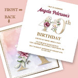 Invitation Floral rose Un 40e anniversaire<br><div class="desc">Organisez la célébration parfaite du 40e anniversaire avec cet élégant monogramme rose floral Un design présenté à l’envers pour les noms des filles d’anniversaire en commençant par la lettre A. Des chiffres floraux élégants sont utilisés dans l’invitation à accentuer l’âge de fête.</div>