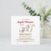 Invitation Floral rose Un 50e anniversaire (Debout devant)