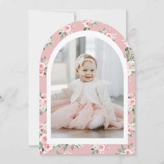 Invitation Floral rose Un lapin est en train d'atteindre un 1 (Dos)