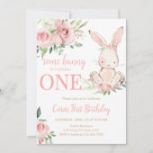 Invitation Floral rose Un Petit Lapin Fête D'Anniversaire (Devant)