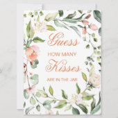 Invitation Floral rose, verdure Devinez combien de baisers fo (Devant)