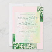 Invitation Floral rose vert moderne mariage élégant (Devant)