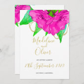 Invitation Floral Rose Vert Or Moderne Mariage élégant (Devant / Derrière)