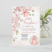 Invitation Floral Rose Vierge Un Petit Baby shower Citrouille (Debout devant)