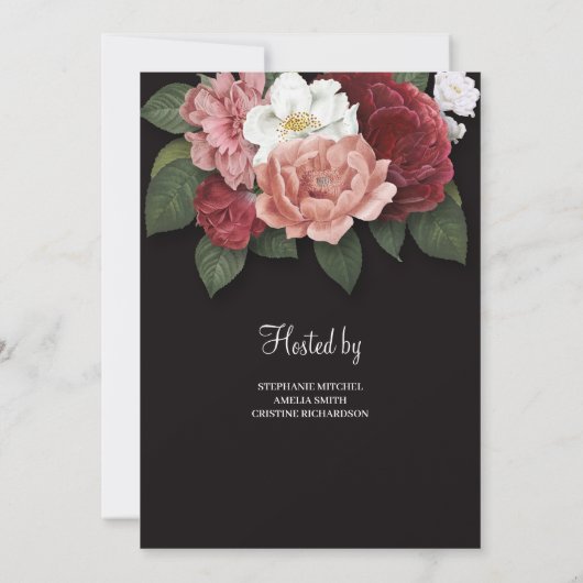 Invitation Floral rose vif à l'invitation des Arrière - plans (Dos)