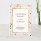 Invitation Floral rose vif tout en un Mariage indien d'or (Dos)