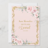 Invitation Floral rose vintage 100e anniversaire aimé (Dos)