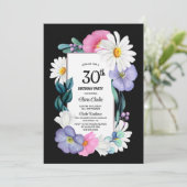Invitation Floral rose violet 30e fête d'anniversaire (Debout devant)
