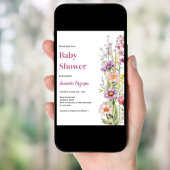 Invitation Floral rose violet fille Baby shower