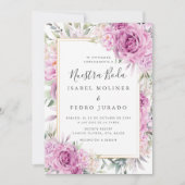 Invitation Floral Rose violet Nuestra Boda Mariage espagnol (Devant)