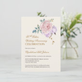 Invitation Floral rose violet or 50e anniversaire Mariage (Debout devant)