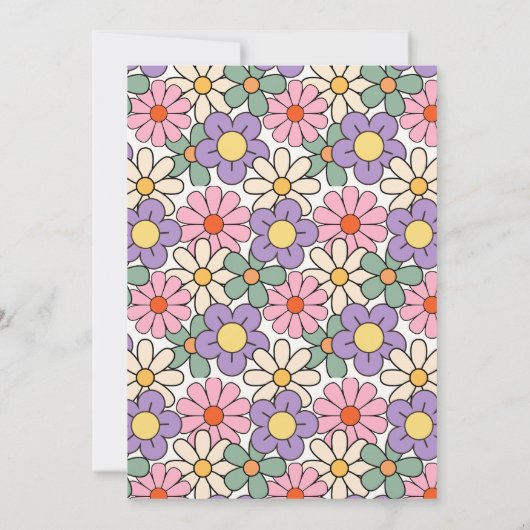 Invitation Floral rose violet rétro Super 40e anniversaire (Dos)