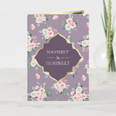 Invitation Floral rose violet tout en un Anand Karaj Mariage (Devant)
