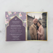 Invitation Floral rose violet tout en un Anand Karaj Mariage (Intérieur)