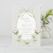 Invitation Floral Roses Sage Green Whimsical Bridal (Debout devant)