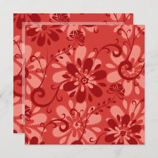 Invitation Floral rouge Abstrait (Devant / Derrière)