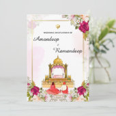 Invitation Floral rouge Anand Karaj modèle d'invitation (Debout devant)