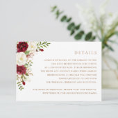 Invitation Floral Rouge Bourgogne Blanc vert Détails du Maria (Debout devant)