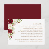 Invitation Floral Rouge Bourgogne Blanc vert Détails du Maria (Devant / Derrière)