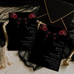 Invitation Floral rouge et Mariage cristal - Noir<br><div class="desc">Envoyez à vos invités une belle faire-part de mariage avec vos magnifiques Invitations de Mariage Rouge Floral & Cristal. Dans les années 1920,  style d'époque flapper.</div>