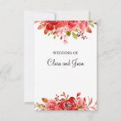 Invitation Floral rouge, fleur botanique (Dos)