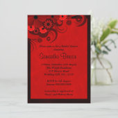 Invitation Floral rouge foncé Goth Mariage Fête des mariées I (Debout devant)