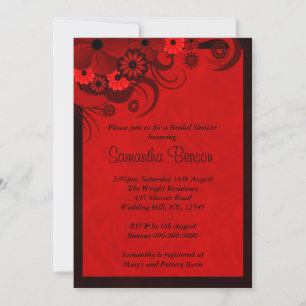 Invitation Floral rouge foncé Goth Mariage Fête des mariées I
