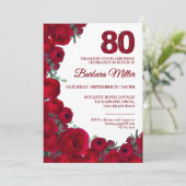 Invitation Floral rouge gras 80e anniversaire (Debout devant)