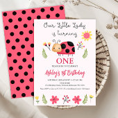 Invitation Floral Rouge Noir Notre Petite coccinelle 1er Anni