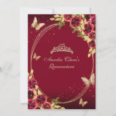 Invitation Floral Rouge Or Tiara Butterfly Mis Quinceañera (Dos)