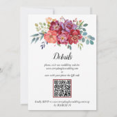 Invitation Floral. rouge orange et rose poussiéreux Mariage d (Dos)