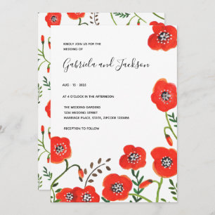 Invitation Floral rouge pies mariage moderne