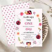 Invitation Floral rouge rose Notre Petite coccinelle 1er Anni