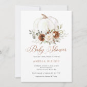 Invitation Floral rouille Citrouille verdure Baby shower d'au (Devant)