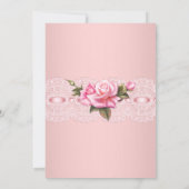 Invitation Floral rousse Dentelle rose rose fête d'anniversai (Dos)