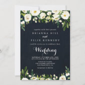 Invitation Floral Royal Blue avant et Mariage arrière (Devant)