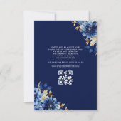 Invitation Floral Royal Blue QR Code Princess Quinceanera (Dos)
