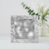 Invitation Floral Royal Silver Glass Gris dentelle Fête des m (Debout devant)