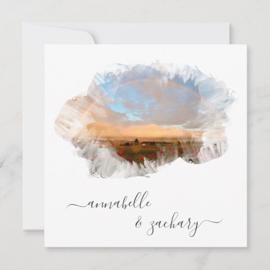 INVITATION *~* FLORAL + RSVP - QR RAINBOW AR11 BEACH MARIAGE (Devant)