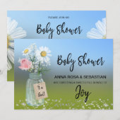Invitation *~* Floral Russe Genre Mason Jar Baby shower  (Devant / Derrière)