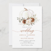 Invitation Floral Rust Citrouille Automne Mariage de verdure (Devant)