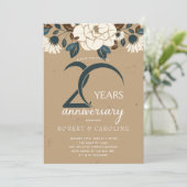 Invitation Floral Rustic 20e anniversaire du Mariage (Debout devant)